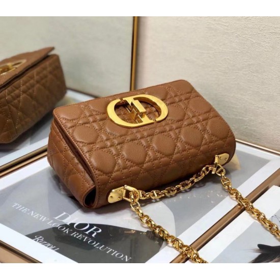 Fake Christian Dior Small Caro Bag Cannage Calfskin Brown Replica Replica Christian Dior Small Caro Bag Cannage Calfskin Brown