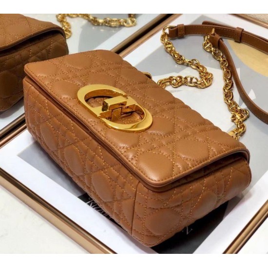 Fake Christian Dior Small Caro Bag Cannage Calfskin Brown Replica Replica Christian Dior Small Caro Bag Cannage Calfskin Brown