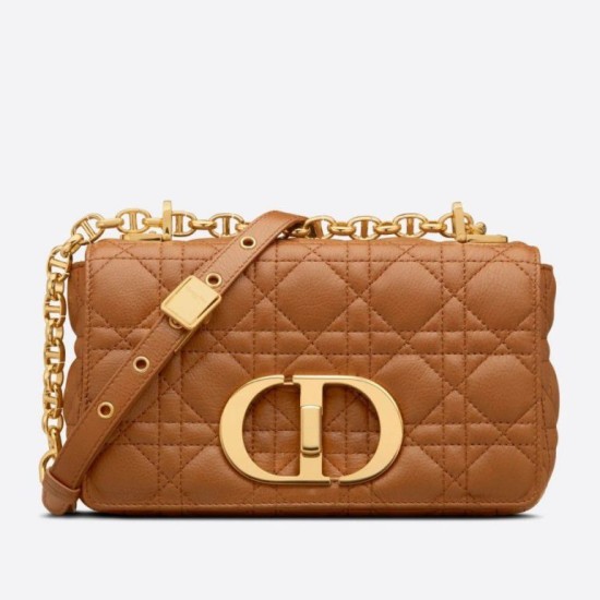 Fake Christian Dior Small Caro Bag Cannage Calfskin Brown Replica Replica Christian Dior Small Caro Bag Cannage Calfskin Brown