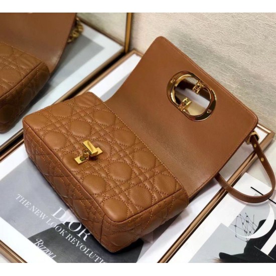 Fake Christian Dior Small Caro Bag Cannage Calfskin Brown Replica Replica Christian Dior Small Caro Bag Cannage Calfskin Brown