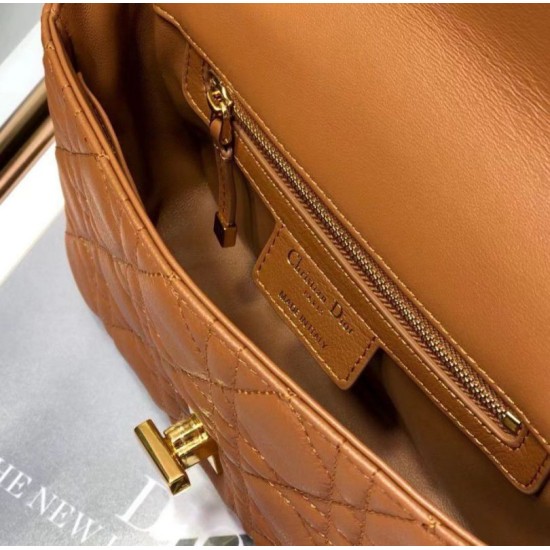 Fake Christian Dior Small Caro Bag Cannage Calfskin Brown Replica Replica Christian Dior Small Caro Bag Cannage Calfskin Brown