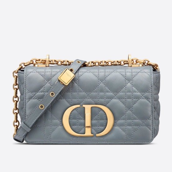 Replica Christian Dior Small Caro Bag Cannage Calfskin Cloud Blue
