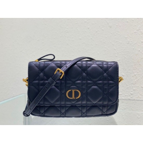Replica Christian Dior Caro Pouch Cannage Calfskin Black