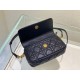 Replica Christian Dior Caro Pouch Cannage Calfskin Black