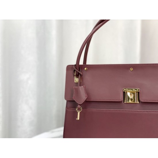 Fake Christian Dior Parisienne Bag Smooth Calfskin Claret Replica