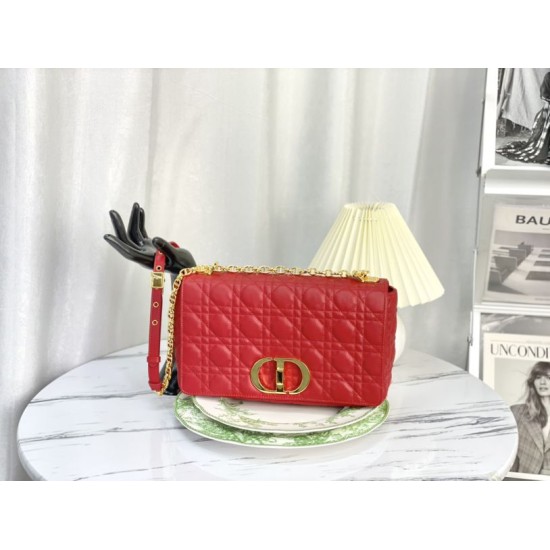Fake Christian Dior Large Dior Caro Bag Red Replica