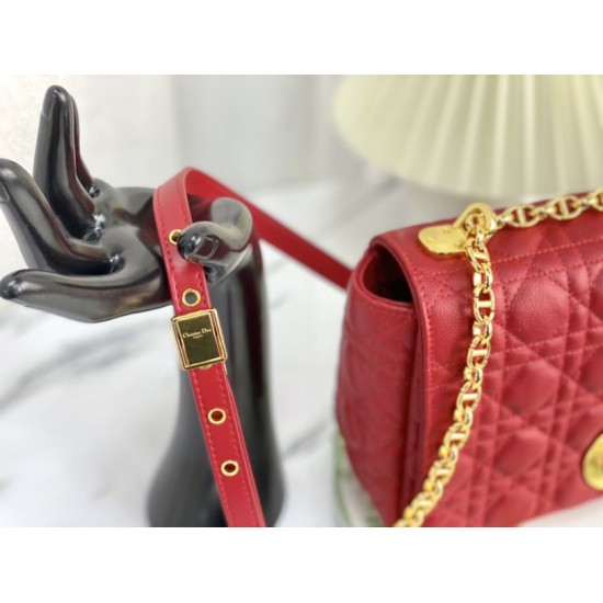 Fake Christian Dior Large Dior Caro Bag Red Replica