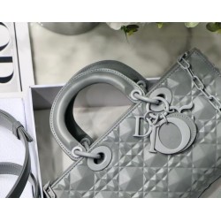 Fake Christian Dior Lady D-Joy Bag Calfskin with Diamond Motif Grey Replica