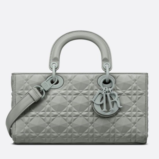 Fake Christian Dior Lady D-Joy Bag Calfskin with Diamond Motif Grey Replica