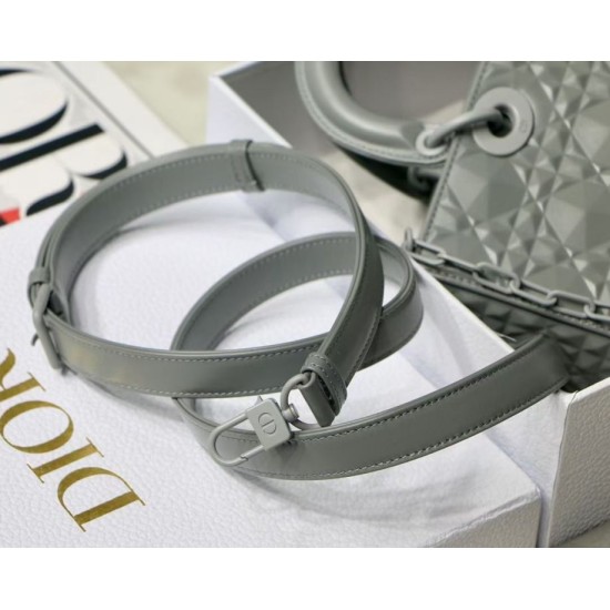 Fake Christian Dior Lady D-Joy Bag Calfskin with Diamond Motif Grey Replica