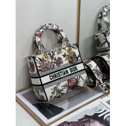 Replica Christian Dior Medium Lady D-Lite Bag Jardin Botanique Embroidery White