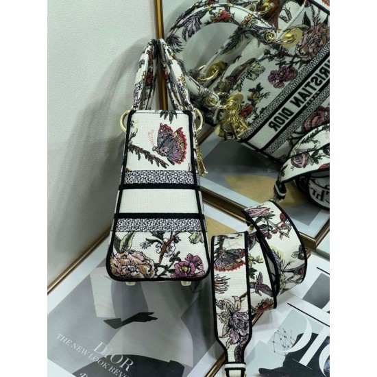 Replica Christian Dior Medium Lady D-Lite Bag Jardin Botanique Embroidery White