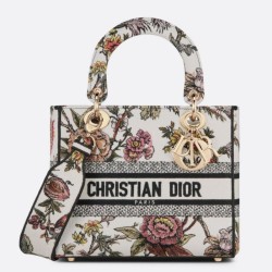 Replica Christian Dior Medium Lady D-Lite Bag Jardin Botanique Embroidery White