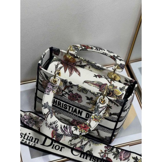 Replica Christian Dior Medium Lady D-Lite Bag Jardin Botanique Embroidery White
