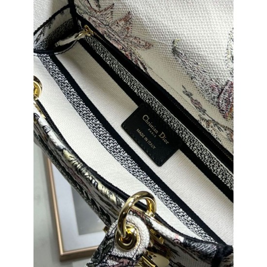 Replica Christian Dior Medium Lady D-Lite Bag Jardin Botanique Embroidery White