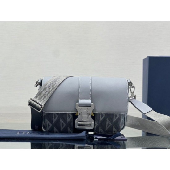 Replica Christian Dior Hit the Road Messenger Bag CD Diamond Canvas Gray