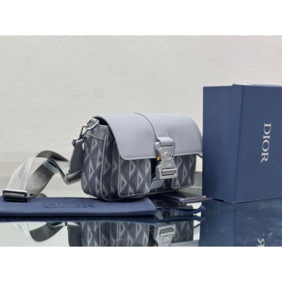 Replica Christian Dior Hit the Road Messenger Bag CD Diamond Canvas Gray