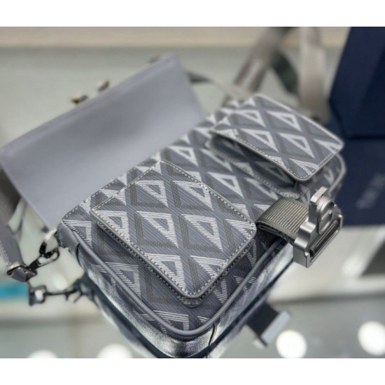 Replica Christian Dior Hit the Road Messenger Bag CD Diamond Canvas Gray