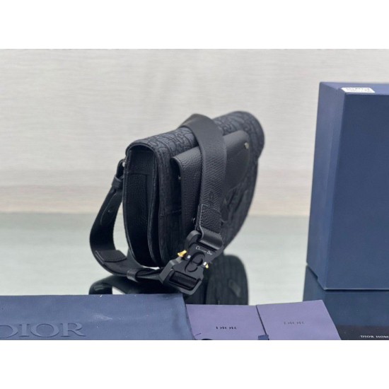 Fake Christian Dior Saddle Men Pouch Dior Oblique Jacquard Black Replica