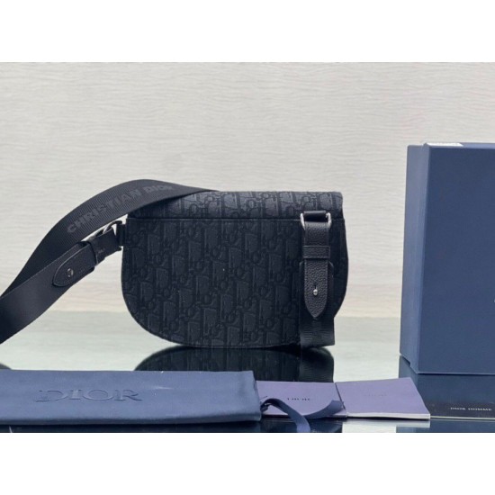 Fake Christian Dior Saddle Men Pouch Dior Oblique Jacquard Black Replica