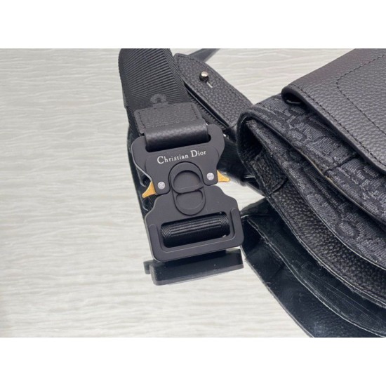Fake Christian Dior Saddle Men Pouch Dior Oblique Jacquard Black Replica