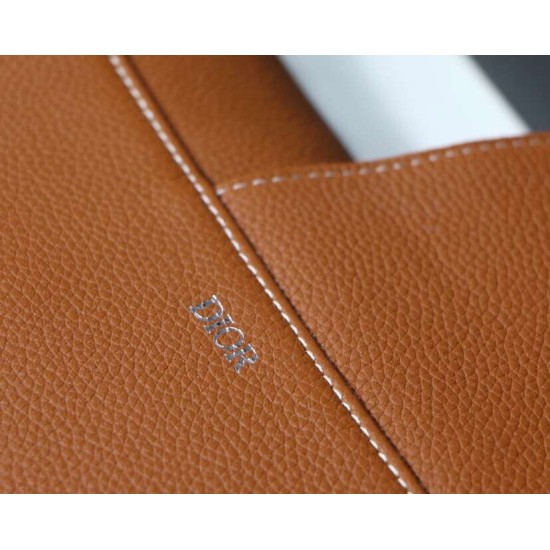 Replica Christian Dior Saddle Belt Men Bag Grained Calfskin Brown