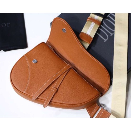 Replica Christian Dior Saddle Belt Men Bag Grained Calfskin Brown