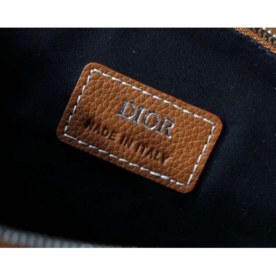 Replica Christian Dior Saddle Belt Men Bag Grained Calfskin Brown