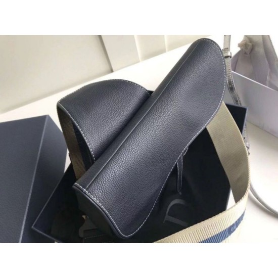 Fake Christian Dior Saddle Belt Men Bag Grained Calfskin Navy Replica
