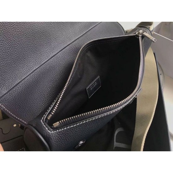 Fake Christian Dior Saddle Belt Men Bag Grained Calfskin Navy Replica