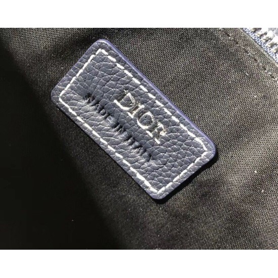 Fake Christian Dior Saddle Belt Men Bag Grained Calfskin Navy Replica