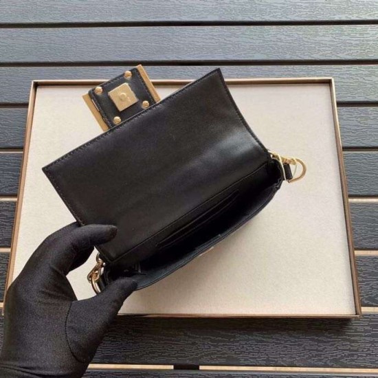 Replica Fendi Mini Baguette FF Motif Bag Black
