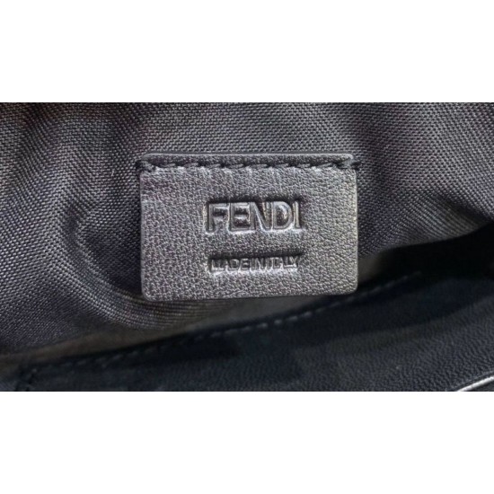 Replica Fendi Mini Baguette FF Motif Bag Black