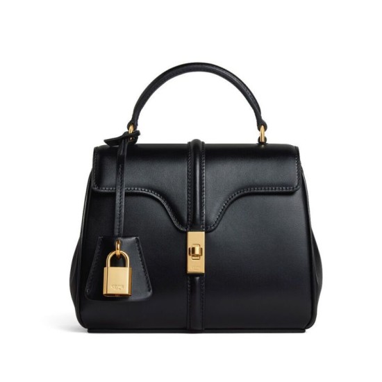 Replica Celine Mini 16 Bag Natural Calfskin Black