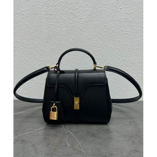 Replica Celine Mini 16 Bag Natural Calfskin Black