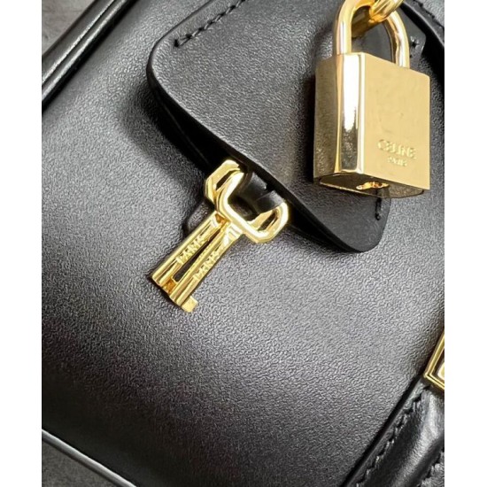 Replica Celine Mini 16 Bag Natural Calfskin Black
