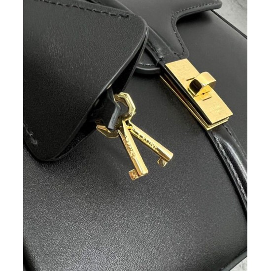 Replica Celine Mini 16 Bag Natural Calfskin Black