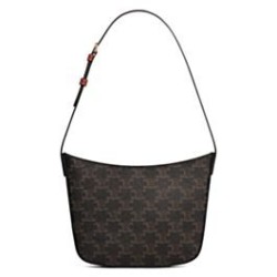 Fake Celine Medium Celine Croque Bag Triomphe Canvas And Calfskin Coffee Replica