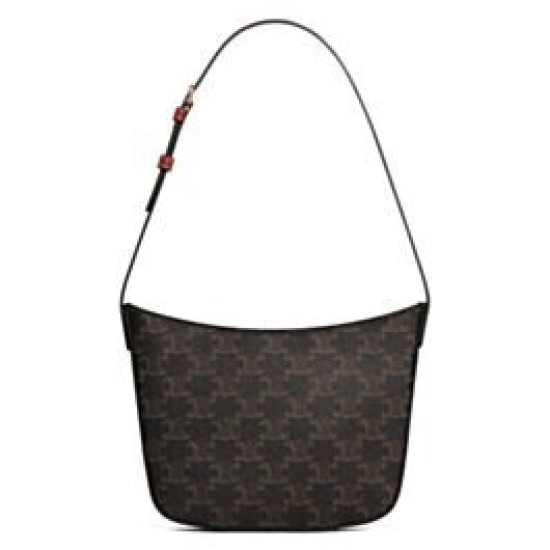Fake Celine Medium Celine Croque Bag Triomphe Canvas And Calfskin Coffee Replica