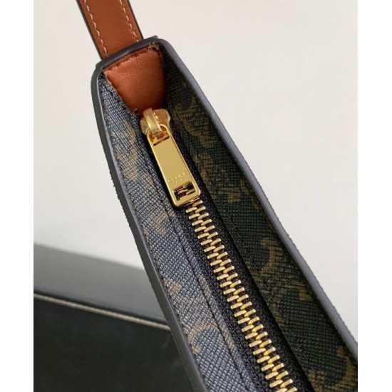 Fake Celine Medium Celine Croque Bag Triomphe Canvas And Calfskin Coffee Replica