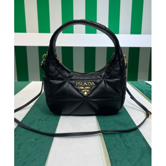 Replica Prada Nappa-leather Mini Bag With Topstitching 1BA384 Black