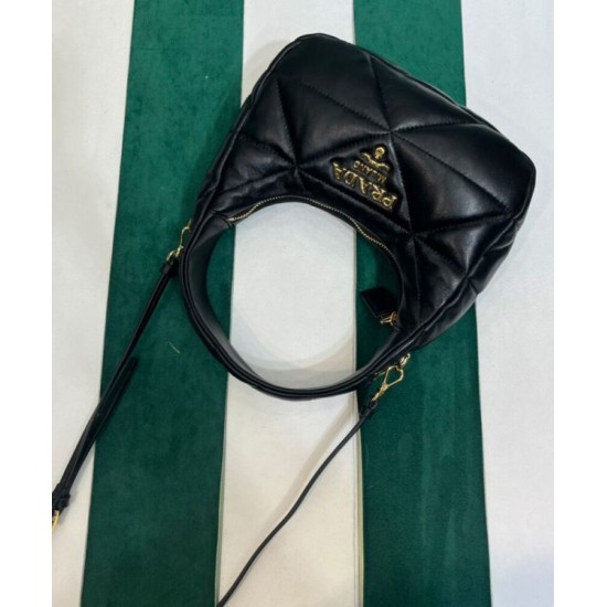 Replica Prada Nappa-leather Mini Bag With Topstitching 1BA384 Black