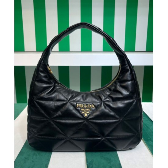 Replica Prada Large Topstitched Nappa-leather Bag 1BC183 Black