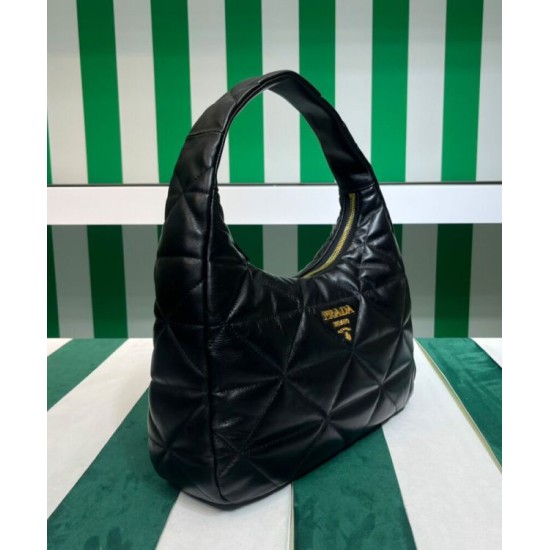 Replica Prada Large Topstitched Nappa-leather Bag 1BC183 Black
