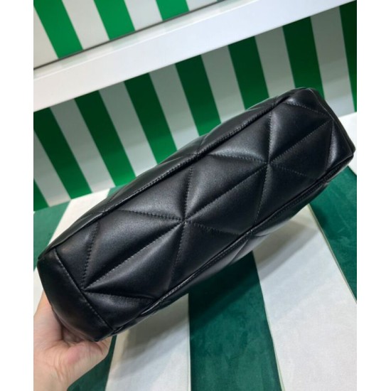 Replica Prada Large Topstitched Nappa-leather Bag 1BC183 Black