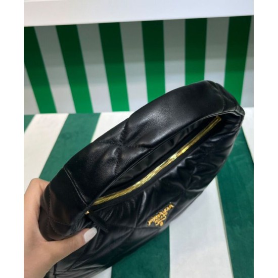 Replica Prada Large Topstitched Nappa-leather Bag 1BC183 Black