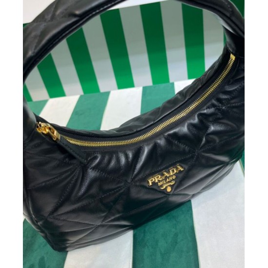 Replica Prada Large Topstitched Nappa-leather Bag 1BC183 Black