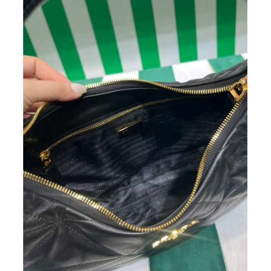 Replica Prada Large Topstitched Nappa-leather Bag 1BC183 Black