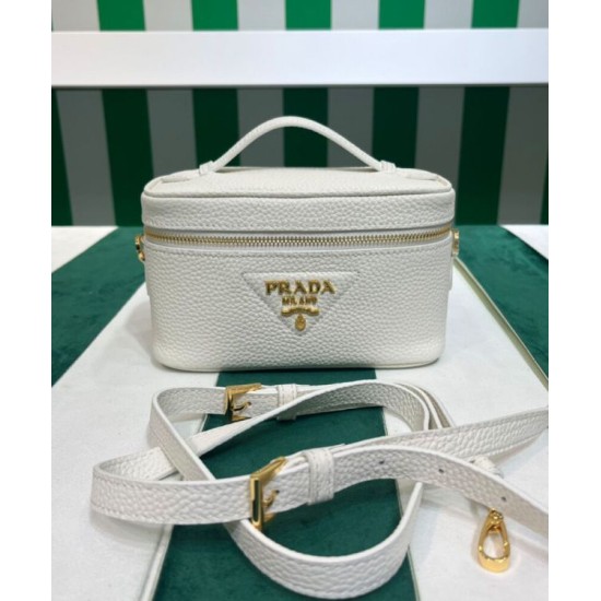Fake Prada Leather Mini-bag 1BH202 White Replica