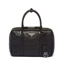 Replica Prada Medium Antique Nappa Leather Top Handle Bag 1BB092 Black